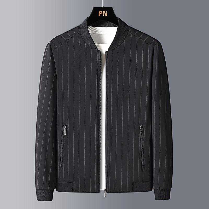 Весна и Осень Новая Мужская Куртка Среднего Возраста Корейский Business Casual Мужские Топы Универсальная Полосатая Бейсбольная Куртка