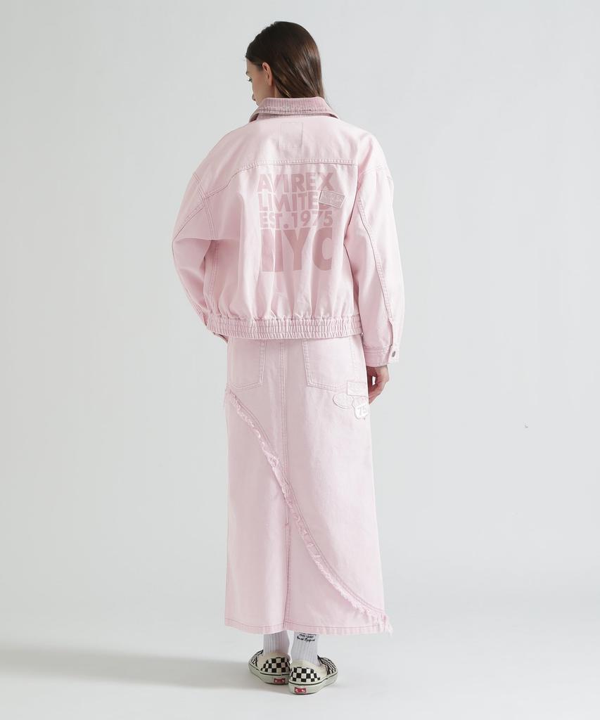 AVIREX WAPPEN DENIM LONG SKIRT Women's M 090 Pink 783-6116602
