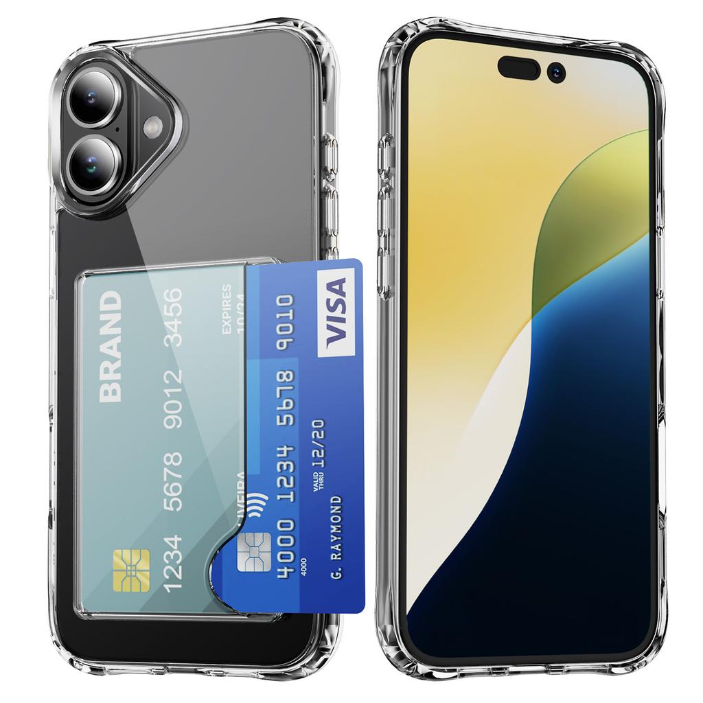Противоударный чехол для iPhone 16, ТПУ чехол для телефона с держателем для карт