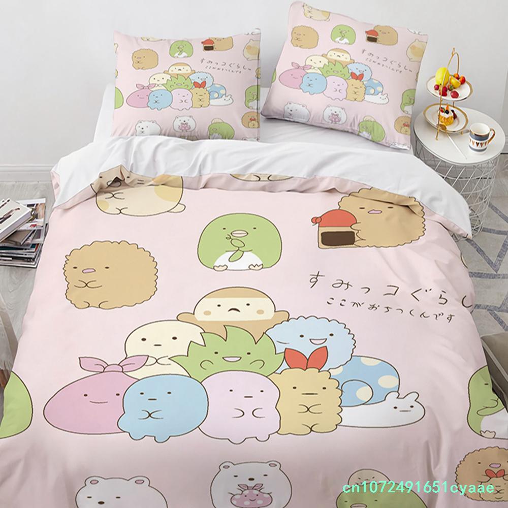 Японский мультфильм Sumikko Gurashi Аниме Постельное белье Каваий Милый Sumikkogurashis Пододеяльник Покрывало Наволочка Квин Кинг