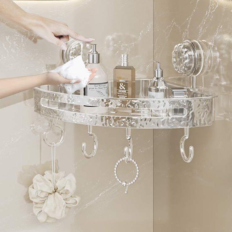 Угловая полка для хранения в ванной комнате Настенная полка Полка для хранения шампуня Держатель для косметики Органайзер без перфоратора Аксессуары для ванной комнаты