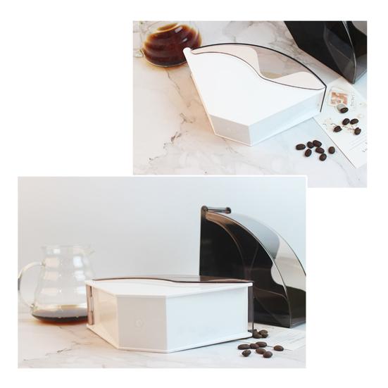 Coffee Filter Paper Holder with Dust-proof Cover Large Capacity Coffee Filter Holder Paper Storage Dispenser Rack