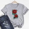 (Asian Size)Tee Top Fashion T Shirt Women Flower Vintage Lovely Style Cute Print Lady Female Graphic Clothing Casual Short Sleeve T-shirt