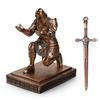HDMbigmi Kingsguard Knight Pen Holder Pen Stand Desk Organizer and Accessories Resin Pencil Holder Gift with Metal Sword Letter Opener for Office or
