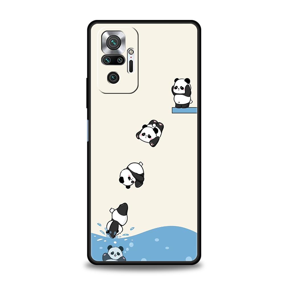 Мультяшный чехол для телефона с пандой для Xiaomi Redmi Note 14 5G 13 12 10 11 Pro Plus 4G 14C 13C 12C 10C 9C, мягкий чехол из ТПУ