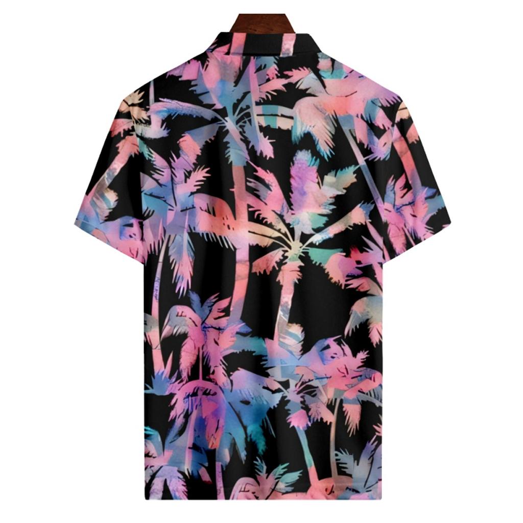 Men's Summer Hawaii Printed Golf Shirt Botton Short Sleeve Top Men's Casual Fashion Shirt
