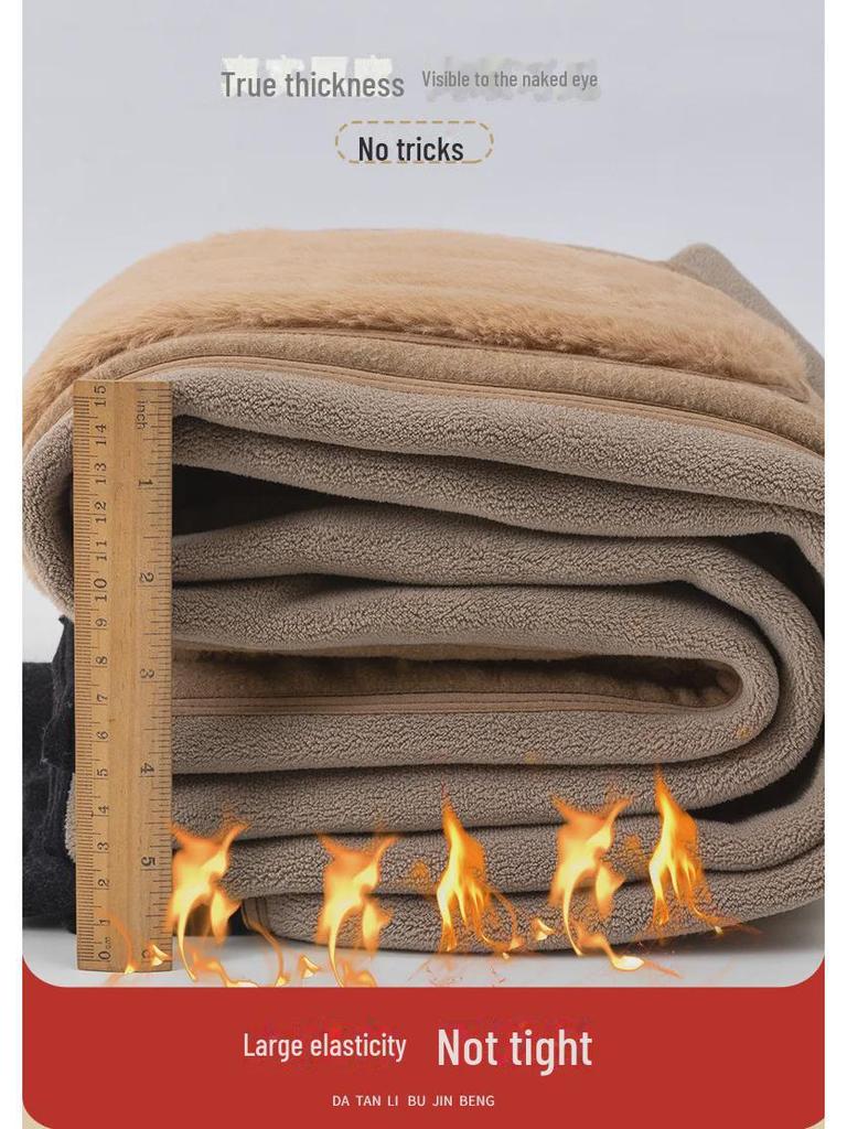 Мужские шерстяные флисовые брюки с высокой талией и наколенниками, очень толстые и теплые, идеально подходят для людей среднего и пожилого возраста.