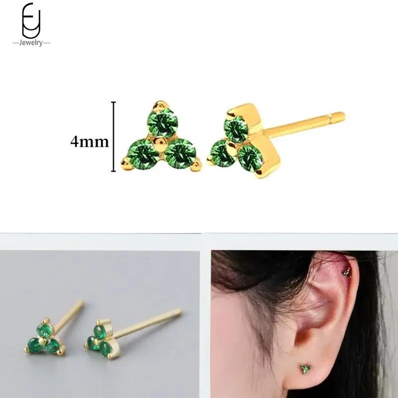 Серьги из стерлингового серебра 925 пробы с зеленым цирконом, золотые серьги-кольца в форме сердца для женщин, изящные пусеты, роскошные ювелирные изделия, подарки