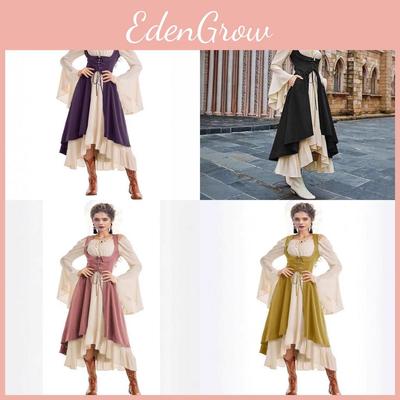 Европейское средневековое сценическое платье в стиле барокко из полиэстеровой ткани с вставками для театральных представлений