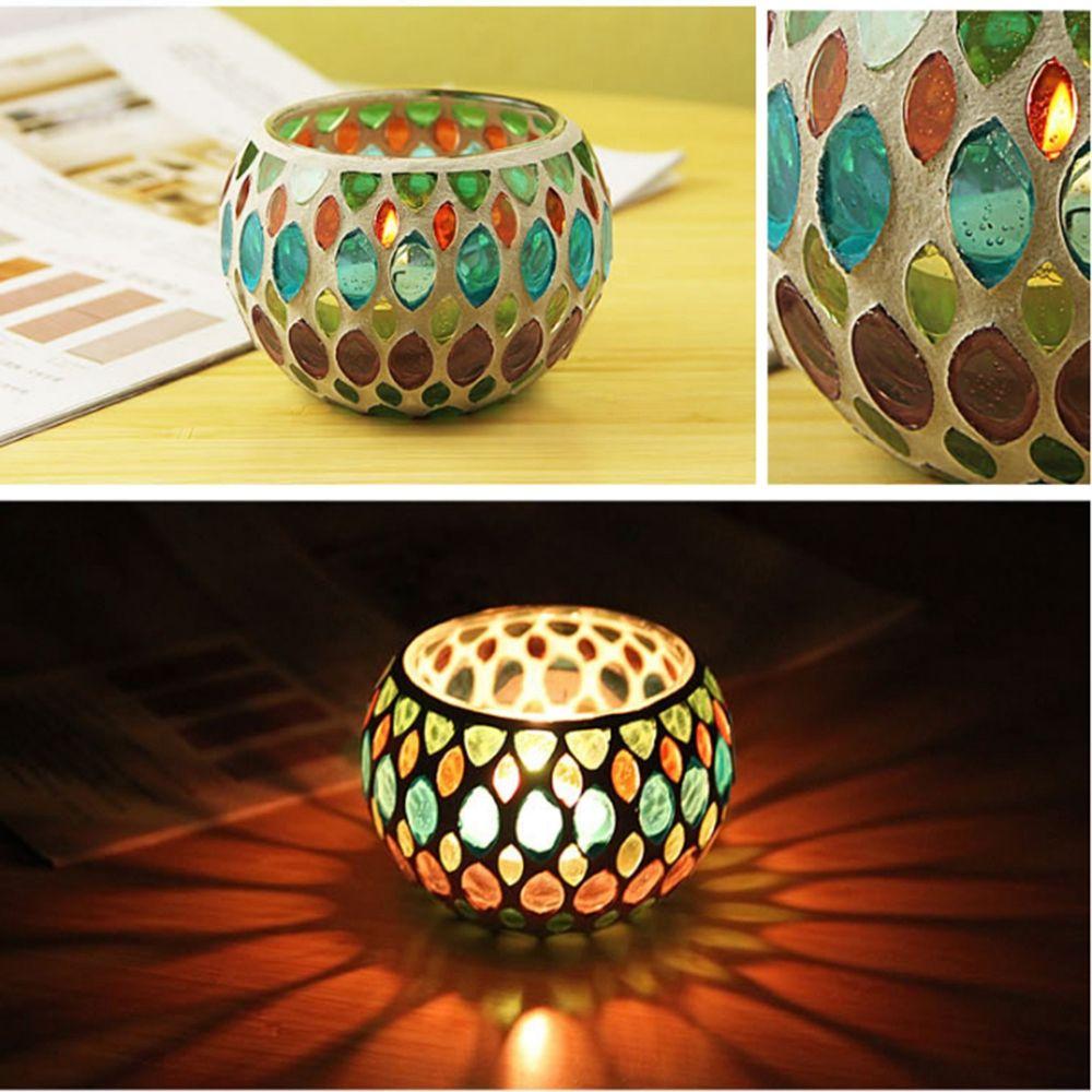 Mosaic Moroccan Style Centerpiece Votive Tea Light Candlestick Candle Holder Home Decor Candle Jar