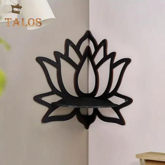 Wooden Wall Corner Shelf Easy Assembly Scented Candles Display Organizer Shelf Boho Aesthetic Wall Mount Floating Corner Shelf for Bedrooms Living