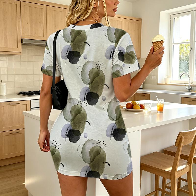 Short Bodycon Dress V-Neck Short Sleeve,Minimalist Style,Soft Comfy Fabric,Slim Fit,Versatile for Casual,Vacation,Night Out & Daily Wear