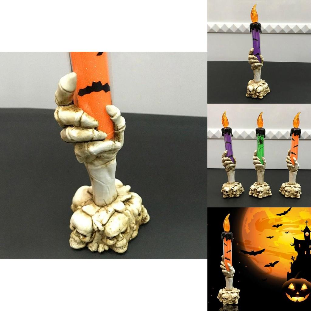 Spooky Halloween Skull Skeletal Hand Stand Led Candle Lamp With Vibrant Colors