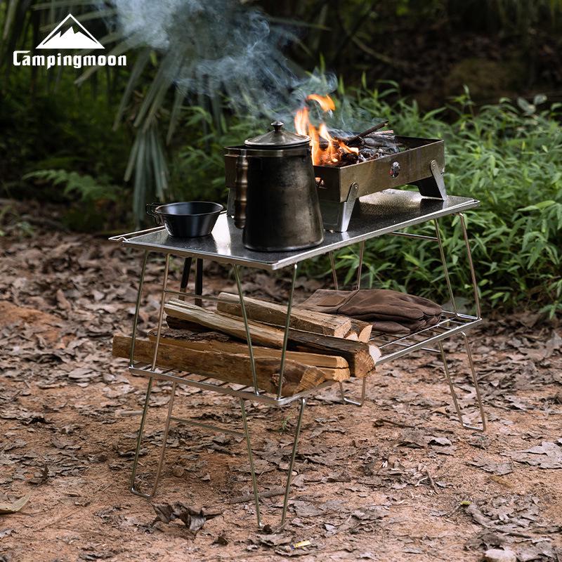 Легкий сетчатый стол Coleman T-2355 с квадратной столешницей из нержавеющей стали с рисунком и дополнительным подносом
