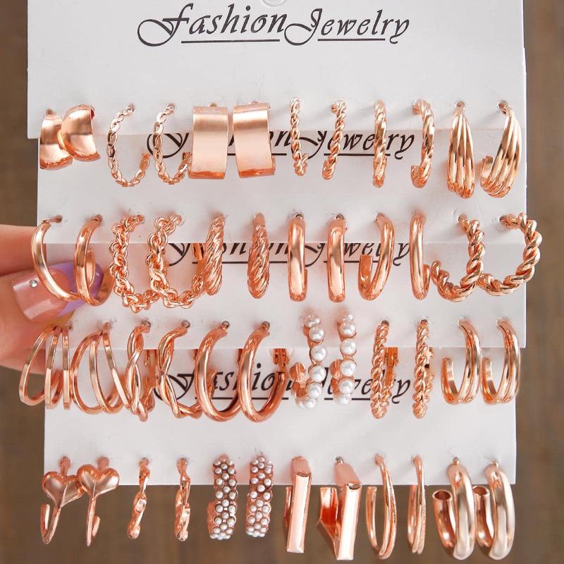 Модный комплект из трех серег с жемчугом Cross-Border – 24 шт., универсальные модные серьги