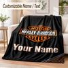 Custom Text Flannel Blanket Harley-Davidson Print Warm Cozy Blanket Home Sofa Bedding