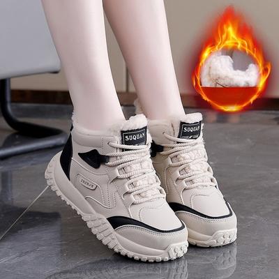 Женские зимние ботинки на толстой подошве на шнуровке, легкие, теплые, непродуваемые, утепленные, нескользящие, износостойкие, повседневные кроссовки, хлопковые ботинки