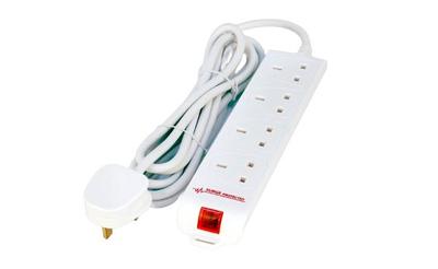 MicroConnect 6-way Surge Protector Strip, 2M, White, UK, MC-UKSURGESTRIP6-2M
