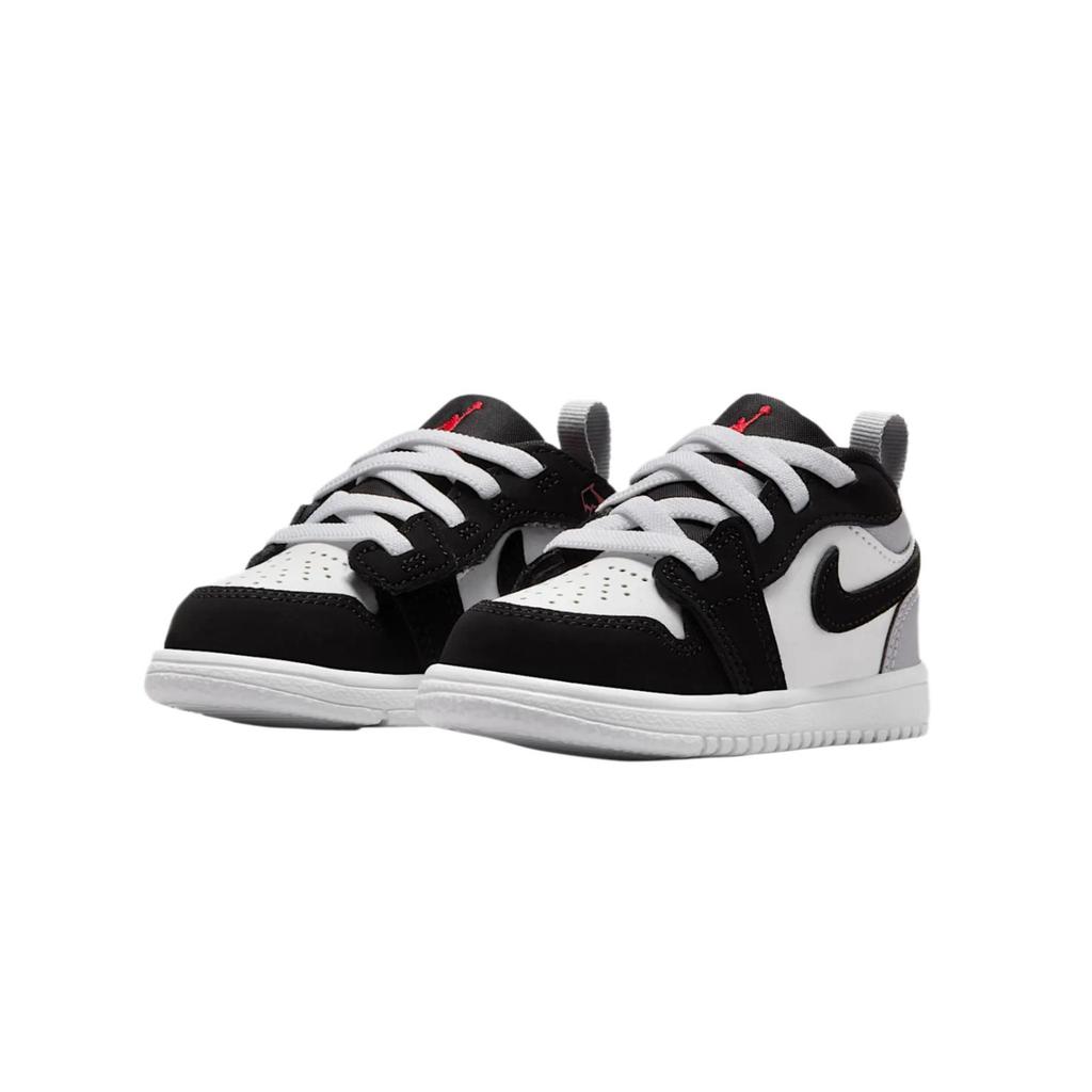 Кроссовки Air Jordan 1 Low ALT SE TD белые черные матовые серебристые детские огненно-красные IB3886-106
