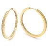 [L4309] - Gold Plated Hoop Earrings 'Cristal Plénitude' Golden White - 35x3 Mm