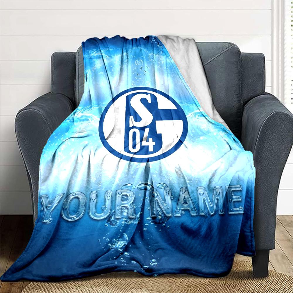 Name Custom FC Schalke 04 Logo Print Flannel Blanket High Quality Warm Comfortable Cover for All Seasons Perfect for Gifts Home Decor
