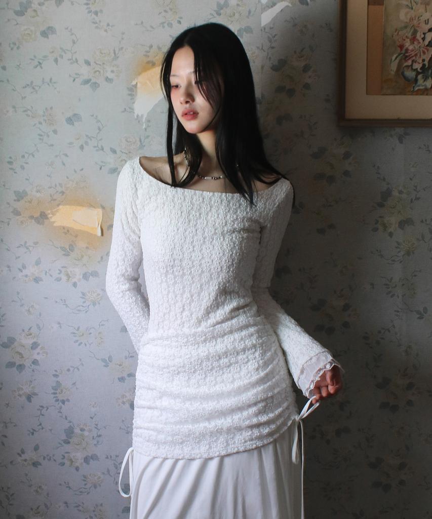 RUBATI Alina Футболка с длинным рукавом из антикварного кружева_Слоновая кость