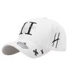 Baseball English CZ026 [White Fang] Hat, Cap, Logo, Letters, Brim, Cap, Stylish, Pop, Bee, Cool, Men's, Women's, (White)
