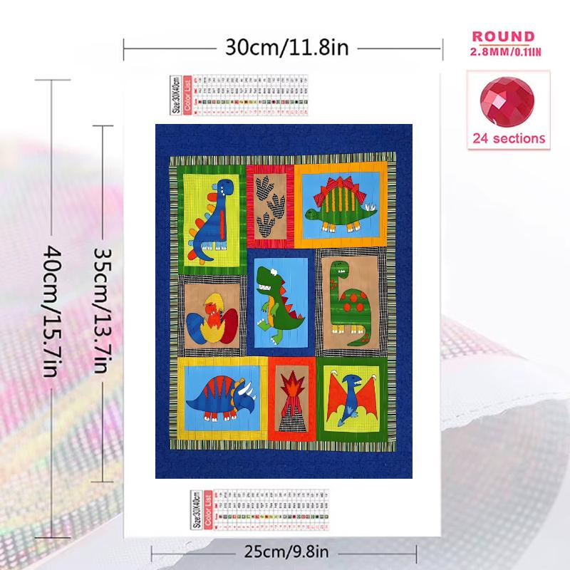 Cartoon Dinosaur 100% Round Full Drill 5D DIY Diamond Painting Embroidery Cross Stitch Rhinestone Décor