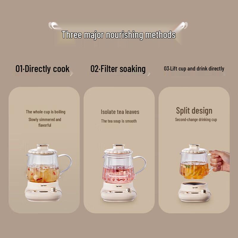 Bear Mini Glass Health Kettle 0.4L CN plug (adapter included)