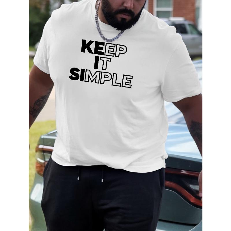 Европейский размер Keep It Simple Мужская футболка большого размера с коротким рукавом - Свободный оверсайз Повседневный летний топ с смелой буквенной печатью, Круглый вырез Универсальный