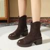 Fashion Women's Boots New Spring Autumn High-heel Boots Platform New British Round Toe Anti Slip Zipper Wear-resistant Fashion Boots