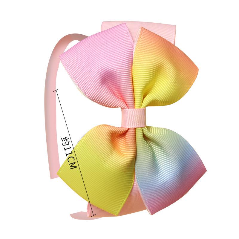 European and American Polyester Ribbed Ribbon Baby Bow Headband with Three-Layer Wrapped Knot and Handmade Flower.