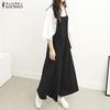 ZANZEA Women Casual Loose Twin Side Pockets Tank Jumpsuit Overalls Bib Pants
