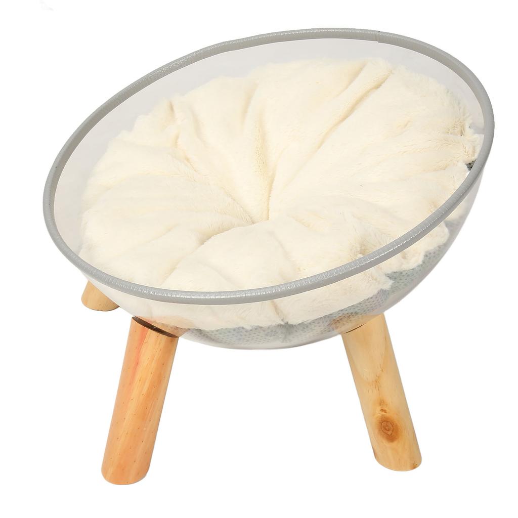 Clear Capsule Cat Bed Stable Safe Durable Stylish Wood Elevated Transparent Cat Bed with Cushion for Kitten