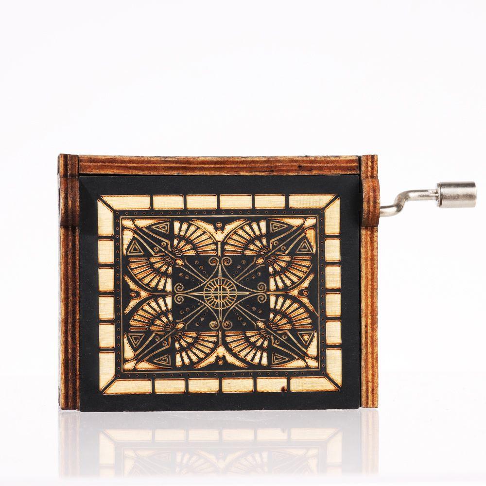 Wooden Suitable Gifts You are My Sunshine Music Box Hand-Cranked Black Engraved Musical Boxes