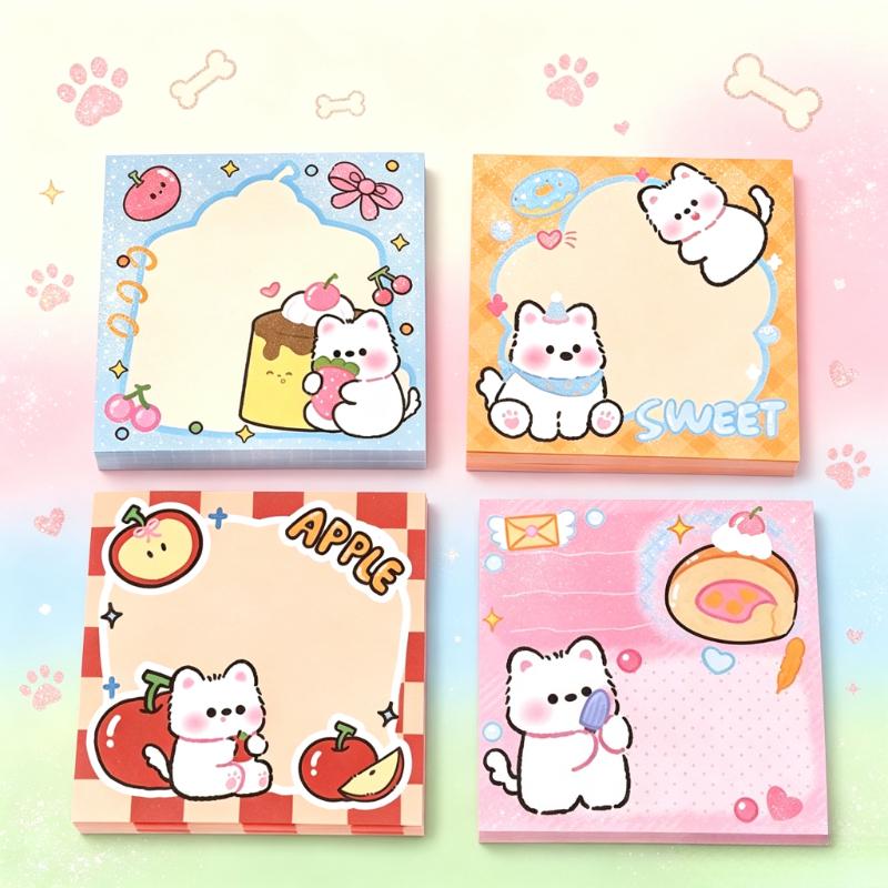 10Pcs Cute Puppy Stickers, Kawaii Cartoon Puppy Self-adhesive Sticky Notes, Tearable Strong Sticky Notes, Random Styles, Suitable for Students Message