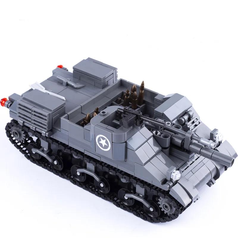 Вторая мировая война США Основной боевой танк M26 M12 Бронированный автомобиль Военный медицинский автомобиль Скоростной катер Сцена войны Грузовой перевозчик Кирпичи Игрушки Подарок для мальчиков