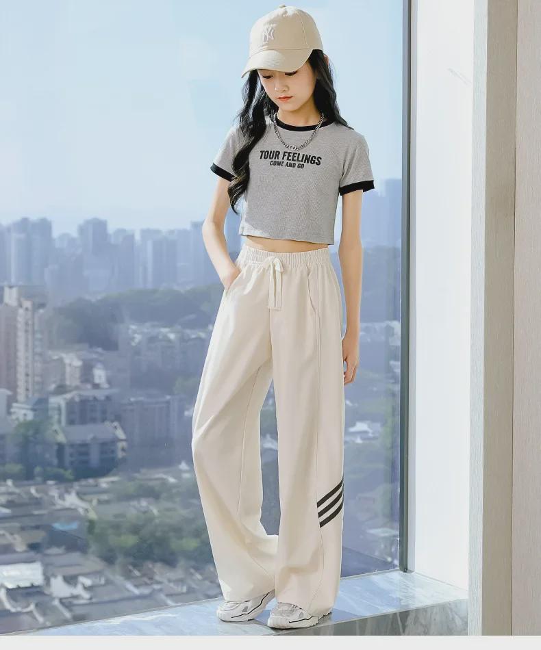 Летние быстросохнущие широкие брюки Ice Silk для девочек - легкая повседневная одежда