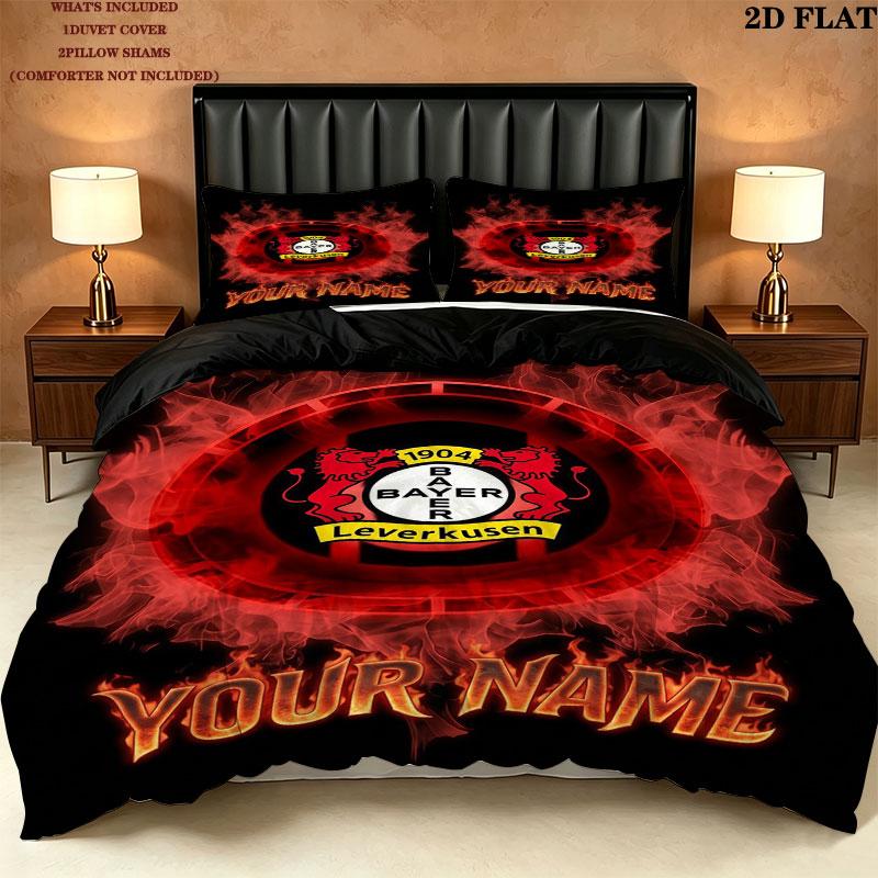 Custom Bayer Leverkusen Bedding Quilt Set Quilt Cover Pillowcase Home Decoration Birthday Gift (1 * duvet cover + 2 * pillowcase, without core)