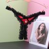 Сексуальные кружевные стринги с открытой промежностью: Низкая посадка, прозрачная сетка со съемной подвеской в японском стиле