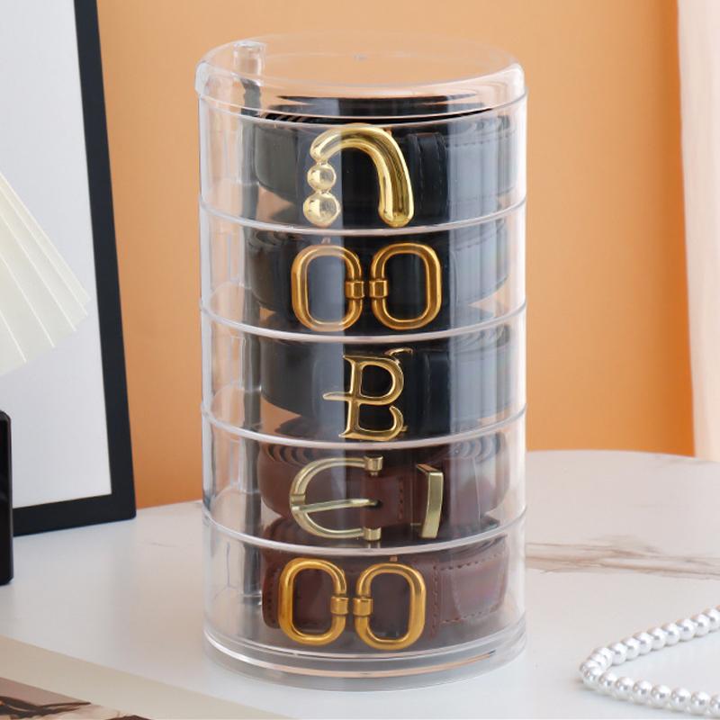 Вращающийся многослойный органайзер для ремней, прозрачный витринный шкаф для женских ремней, ожерелий, ювелирных изделий, держатель для хранения галстуков и бабочек