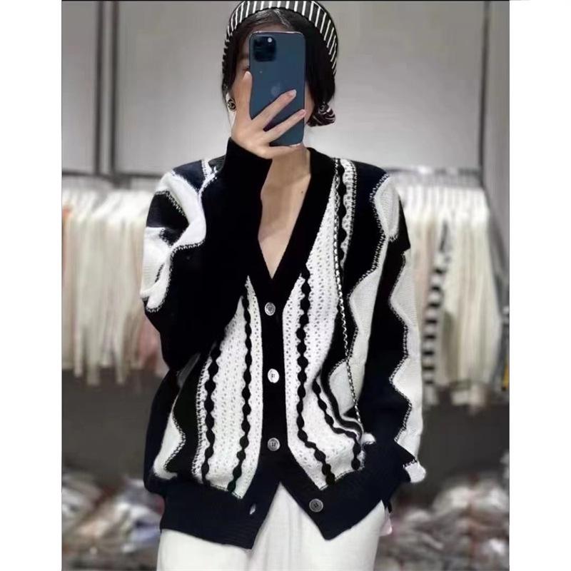 Подходящий по цвету свитер женский с V-образным вырезом тонкий ретро-стиль Гонконга вязаный кардиган новый длинный рукав модная женская куртка топ трендовый