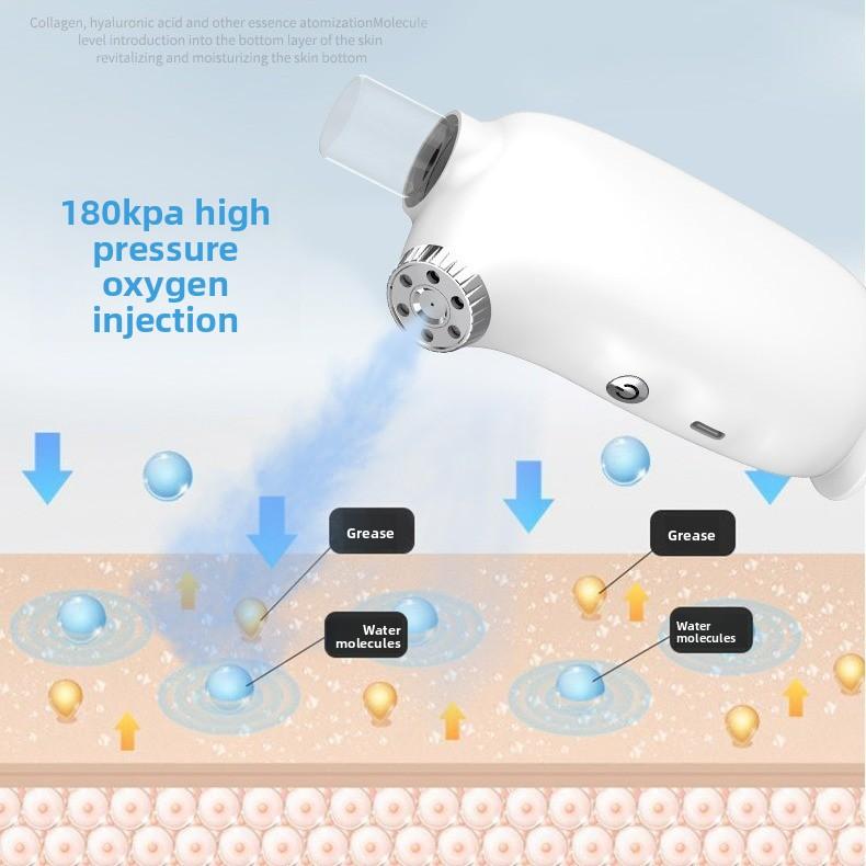 Бытовой Портативный Ручной Лицевой Синий Свет Гидрометр Глубокое Увлажнение Дна Мышц Сыворотка Введена в Аппарат Кислородной Инъекции Высокого Давления