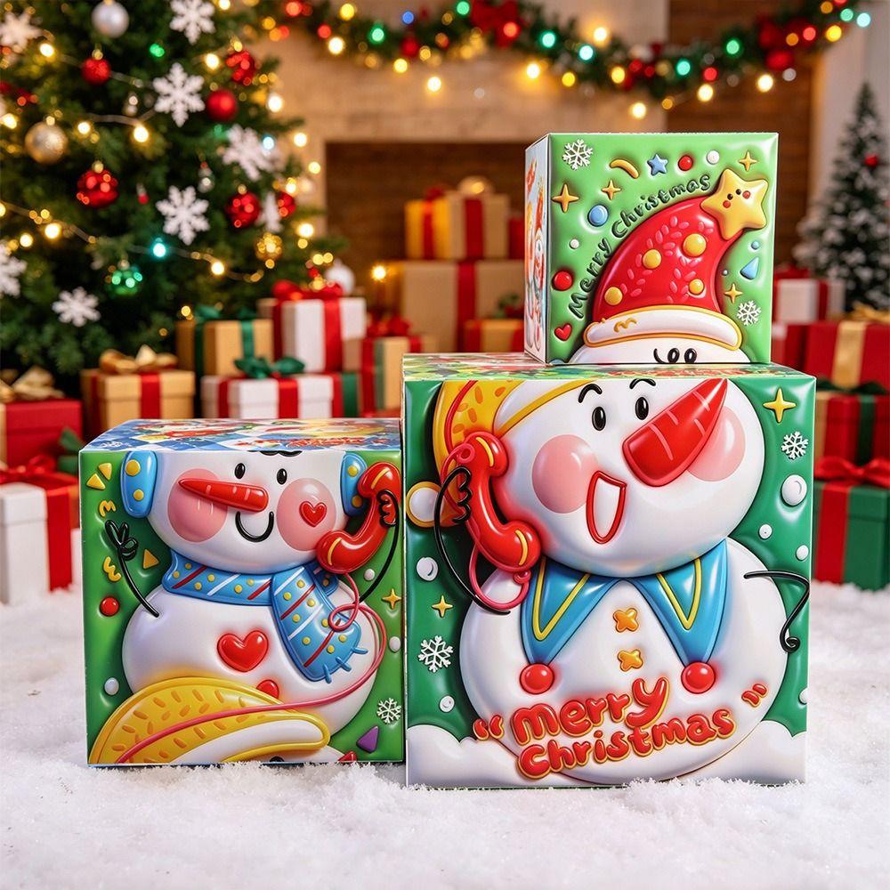 3PCS Santa Claus Christmas Gift Box 3 Size Cookies Snack Boxes Candy Gift Boxes  Home Decoration