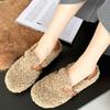 2024 Women's New Winter Plush Flat Shoes Outdoor Warm Snow Boots Fashion Round Toe Buckle Decorated Low-top Cotton Shoes