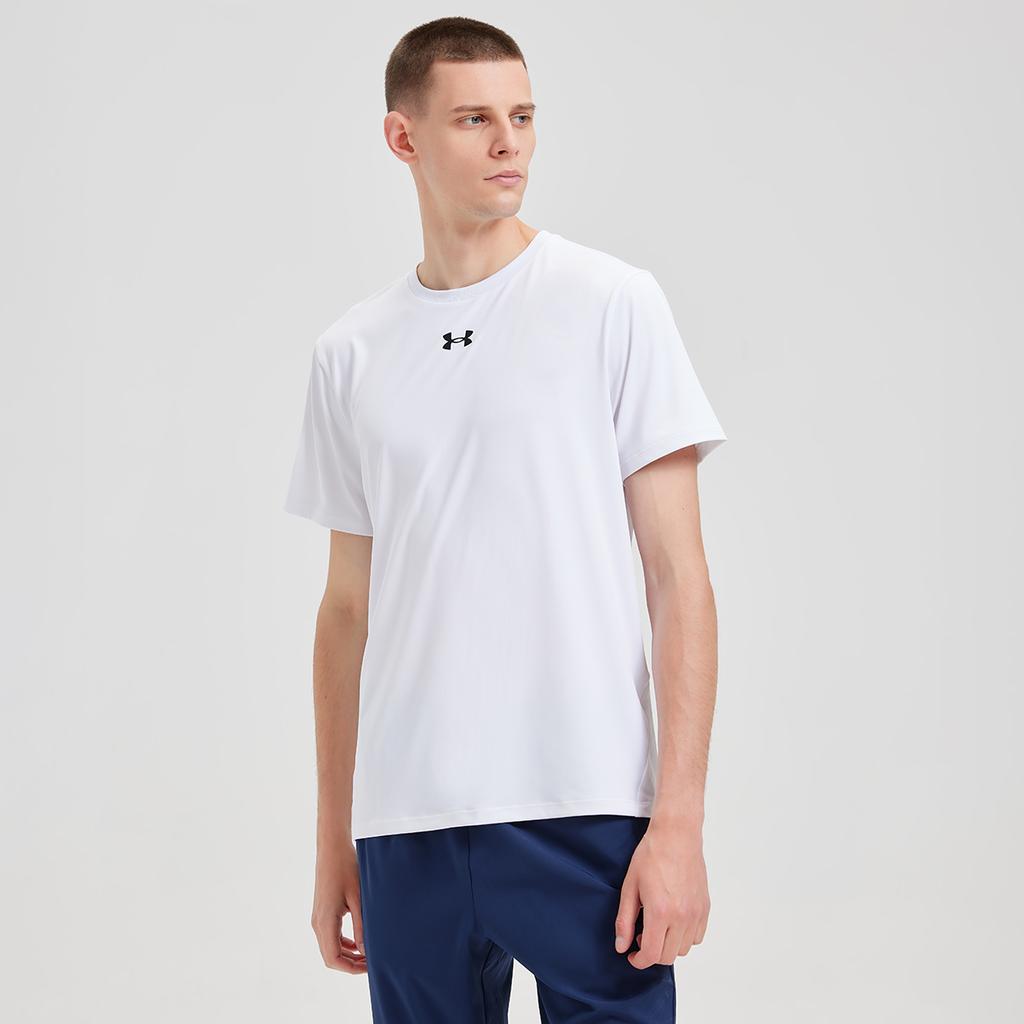 Under Armour Повседневная дышащая быстросохнущая футболка свободного кроя с круглым вырезом и короткими рукавами, унисекс, топы, белая 25500505-100