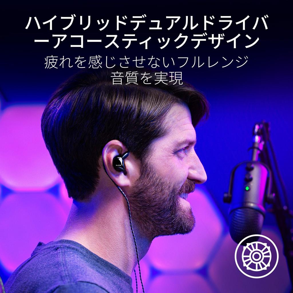 Наушники Razer Moray Gaming Гибридные мониторы с двумя драйверами Тонкая форма Пассивная шумоизоляция Плетеный кабель Съемный провод OFC MMCX Индивидуальные амбушюры