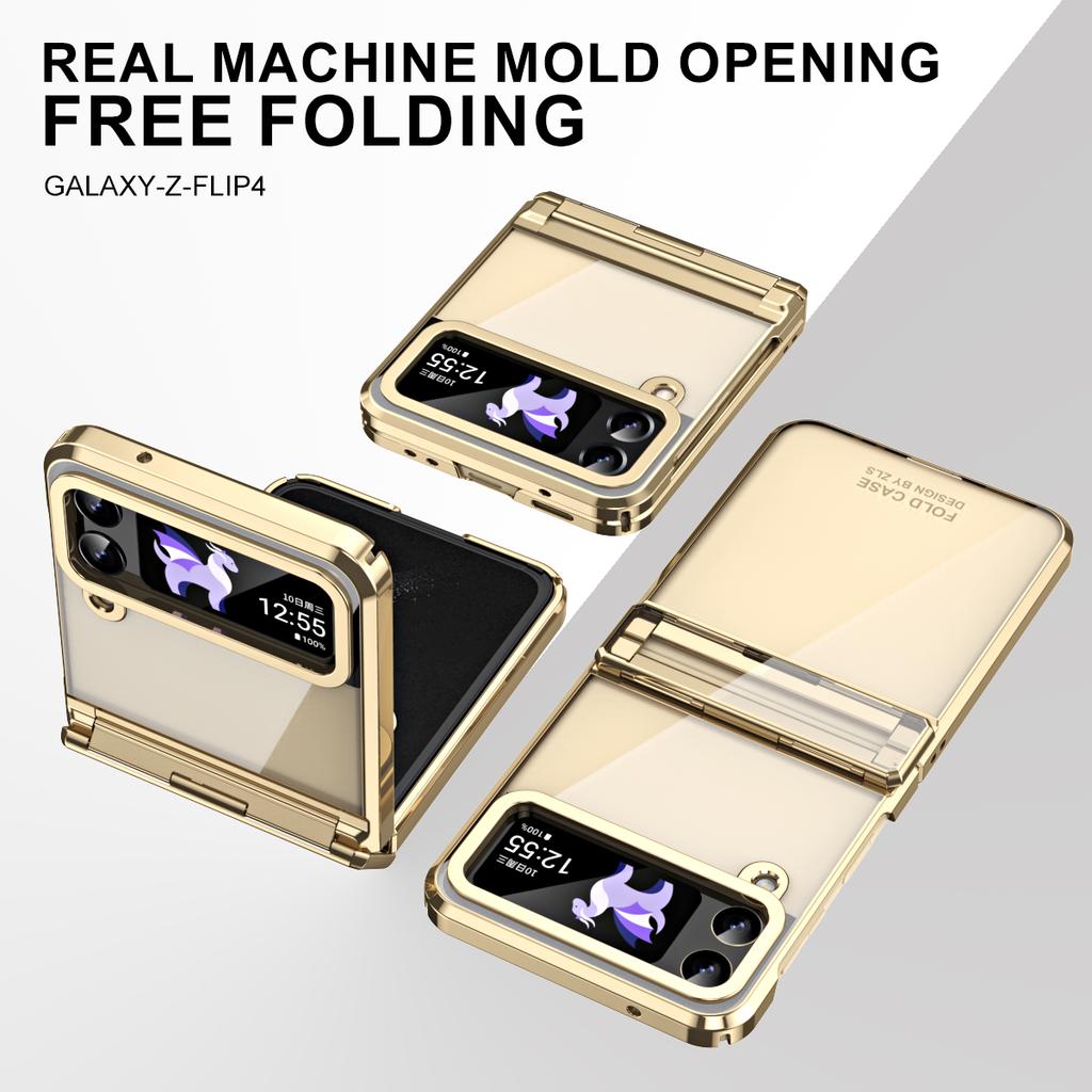 For Samsung Galaxy Z Flip 6 5 4 3 Case Transparent Electroplating Phantom Hinge Protection Camera Cover For Z Flip6 Flip5 Flip4