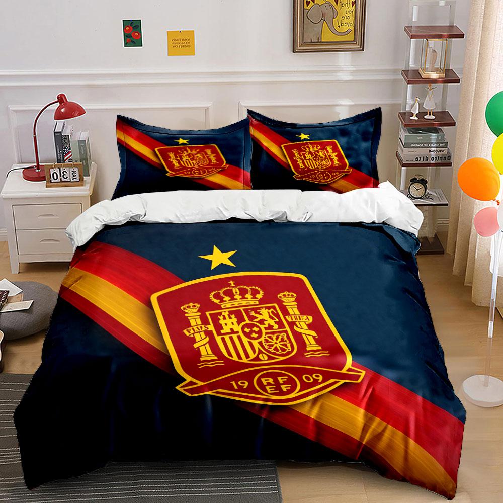 Spanish crest and stripes. Bedding sets Duvet cover sets Duvet covers Pillowcases(1*Duvet Cover 2*Pillowcases without duvet insert)