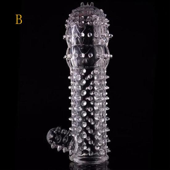 Yousheng Силиконовый Шипованный Ребристый Прозрачный Презерватив Рукав для Удлинения Пениса Игрушка для Взрослых